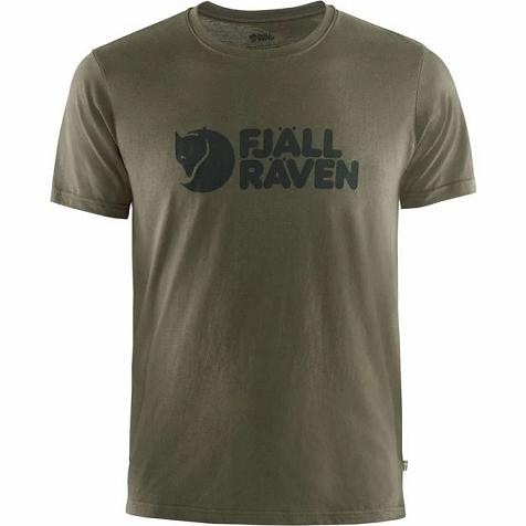 Fjallraven Logo T-Shirt Dark Olive Singapore For Men (SG-424191)